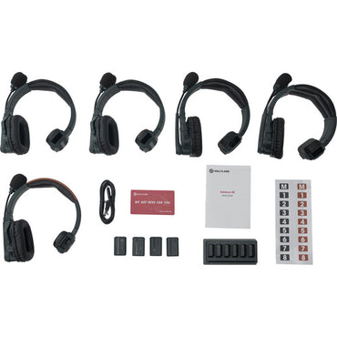 HOLLYLAND SOLIDCOM SE GLOBAL 2.4GHz 5-Person Wireless Intercom System Full-Duplex with 1 Master / 4 Slave Headsets, PTT Push-to-Talk, 350M Transmission Range, ENC Noise Cancellation for Professional Filmmaking - 5S | 4S | 2S