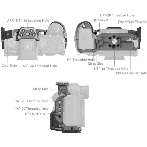 SmallRig Cage Kit for Sony Alpha 1 II / 9 III with Leather Grip, 1/4"-20 / ARRI 3/8"-16 Locating Holes,  Arca-Swiss Quick Release Plate, Three-Point Locking & HawkLock QR Self-Locking System | 5187