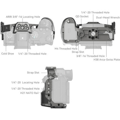 SmallRig Cage Kit for Sony Alpha 1 II / 9 III with Leather Grip, 1/4"-20 / ARRI 3/8"-16 Locating Holes,  Arca-Swiss Quick Release Plate, Three-Point Locking & HawkLock QR Self-Locking System | 5187
