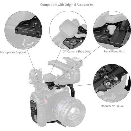 SmallRig Cage Kit for Canon EOS C80 Cinema Camera with Top Handle, Integrated 1/4"-20 / ARRI 3/8"-16 Locating Holes, Built-in Anti Scratch Silicon Padding, H21 TO Rail and H38 Arca-Swiss QR Plate | 5136