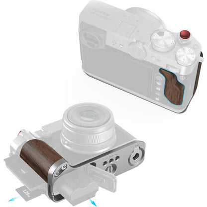 SmallRig Camera L-Shape Mount Bracket for FUJIFILM GFX100RF with Wooden Grip, Shutter Button, Arca-Swiss Type Baseplate, 1/4"-20 Thread Accessory Attachment | Black | Silver | 5265 | 5266 | JG
