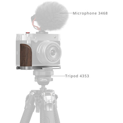 SmallRig Camera L-Shape Mount Bracket for FUJIFILM GFX100RF with Wooden Grip, Shutter Button, Arca-Swiss Type Baseplate, 1/4"-20 Thread Accessory Attachment | Black | Silver | 5265 | 5266 | JG