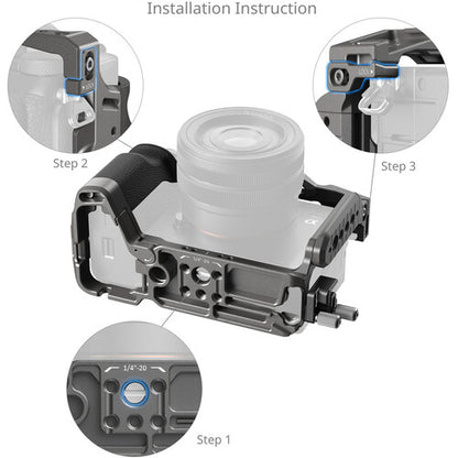 SmallRig HawkLock QR Cage Kit for Sony Alpha 7C II / 7CR with Silicon Grip, 1/4"-20 / ARRI 3/8"-16 Locating Holes, Arca-Swiss Quick Release Plate & HDMI Cable Clamp | 5198