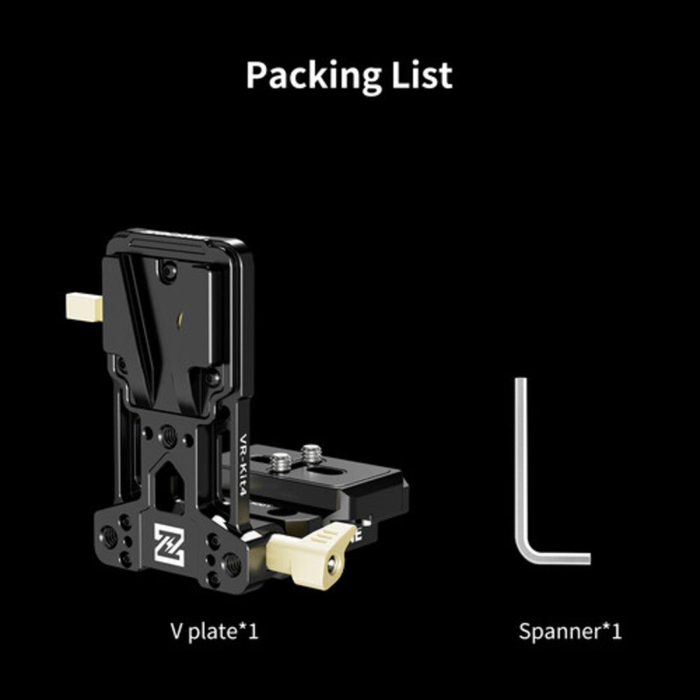 ZGCINE VR-Kit 4 Quick Release Metal V-Lock Battery Plate with Arca-Type Mount, 180 Degrees Rotation, 1/4"-20 & 3/8"-16 Threads, Extendable up to 1.5" for DSLR Camera Rigs, V-Mount Batteries, Tripods & Video Accessories