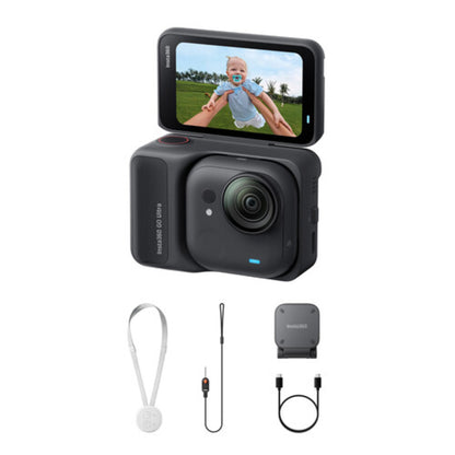 Insta360 GO Ultra 4K 60fps Hands Free Action Camera Kit (STANDARD BUNDLE) Max 10m IPX8 Waterproof, 200Min Max Runtime, Flow State Stabilization, 2.5" Flip Touchscreen, 2.7K Video, Studio Grade Audio Modes for Vlog Vlogging | Midnight Black, Arctic White