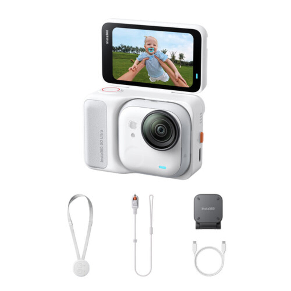 Insta360 GO Ultra 4K 60fps Hands Free Action Camera Kit (STANDARD BUNDLE) Max 10m IPX8 Waterproof, 200Min Max Runtime, Flow State Stabilization, 2.5" Flip Touchscreen, 2.7K Video, Studio Grade Audio Modes for Vlog Vlogging | Midnight Black, Arctic White