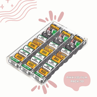 Pikxi 30-Pack Transparent Acrylic Storage Box Rack Dustproof Display Organizer Case for 35mm Color, Negative and B&W Film Rolls