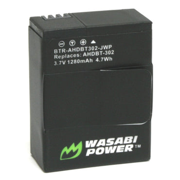 Wasabi Power Battery for GoPro Hero3, Hero3+ (2-Pack) and Dual Charger (includes USB cable) and for GoPro AHDBT-201, AHDBT-301, AHDBT-302, AHBBP-301  | JG Superstore