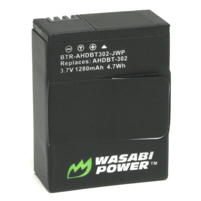 Wasabi Power Battery for GoPro Hero3, Hero3+ (2-Pack) and Dual Charger (includes USB cable) and for GoPro AHDBT-201, AHDBT-301, AHDBT-302, AHBBP-301  | JG Superstore