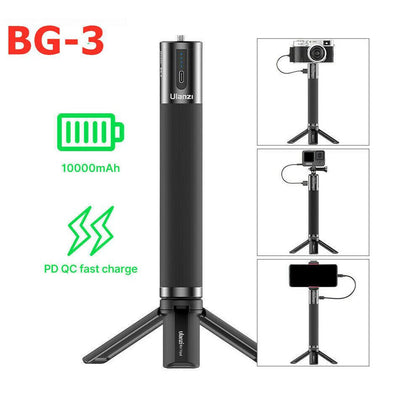 Ulanzi BG-3 10000mAh Battery Power Charger Power Bank Hand Grip with Mini Tripod for GoPro 6 7 8 9 Smartphone Osmo Pocket camera