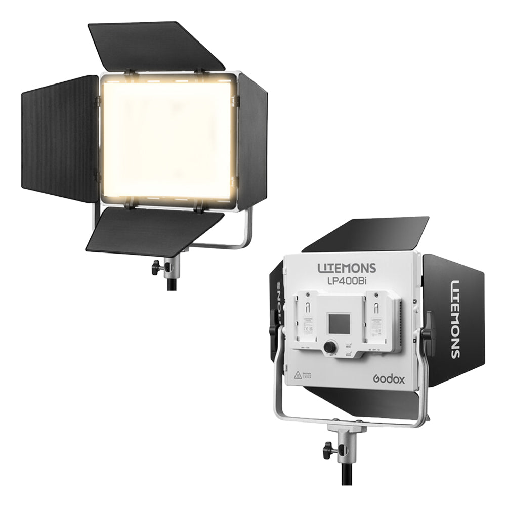 Godox LiteMons LP400BI Bi-Color LED Light 9 x 8" 2-Light Panel Kit with 2800~6500 CCT, 11 Lighting Effect Presets, Onboard and App Controls for Studio Lighting and Equipment