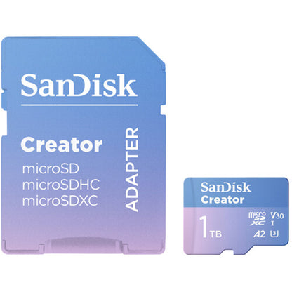 SanDisk 1TB 512GB 256GB 128GB Creator Series UHS-I SDXC V30 U3 A2 Micro SD Card Class 10 with 190MB/s Read / 130MB/s Write Speed, Record 5.3K 4K Full HD Video, RescuePRO Deluxe Support for Smartphones Action DSLR Mirrorless Cameras