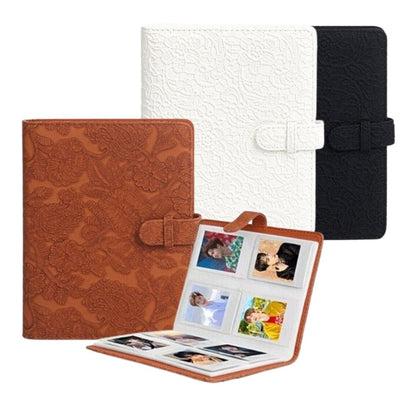 [CLEARANCE] Pikxi 128 Pockets Elegant Carved Lace Style Mini Film Photo Album with Slip On Latch Cover for Fujifilm Instax Mini Instant Camera - White