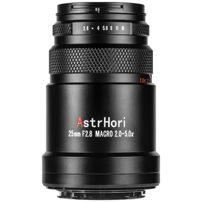 AstrHori 25mm F2.8 Full-Frame Ultra Macro Prime Lens for Sony E, Fujifilm X, Panasonic / Leica L, Canon RF Mount Mirrorless Digital Cameras with 2x–5x Magnification, Manual Focus, Sharp ED Optics, Compact Lightweight Design for Photography