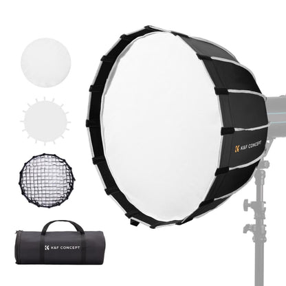 K&F Concept 60cm 90cm 120cm QR Bowens Mount Hexagol Parabolic Softbox with 16 Durable Elastic Ribs, Waterproof for Camera Lighting Photo and Video Studio Equipment