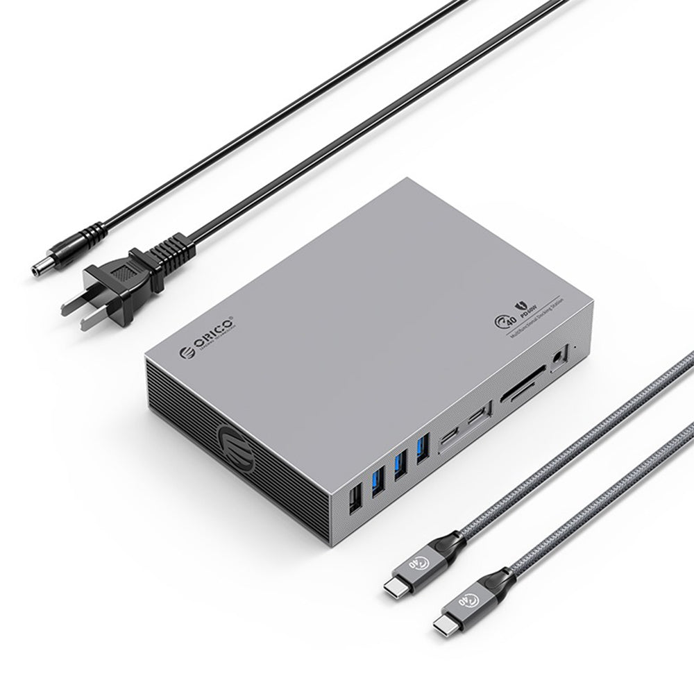 ORICO 15-in-1 Thunderbolt 3 40Gbps Type-C Docking Station with TF/SD Card Reader, S/PDIF Optical Audio, DP 8K@30Hz Video Converter, RJ45 1000Mbps, USB-C/A Hub 10Gbps, PD 60W, 3.5mm Audio/Mic - Windows & macOS PCs, Computers, Laptops