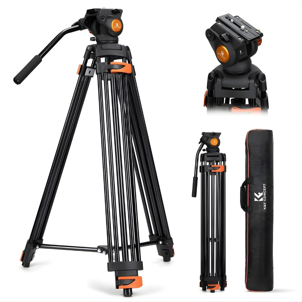 K&F Concept VA3+BV70 360° Fluid Head Video Tripod