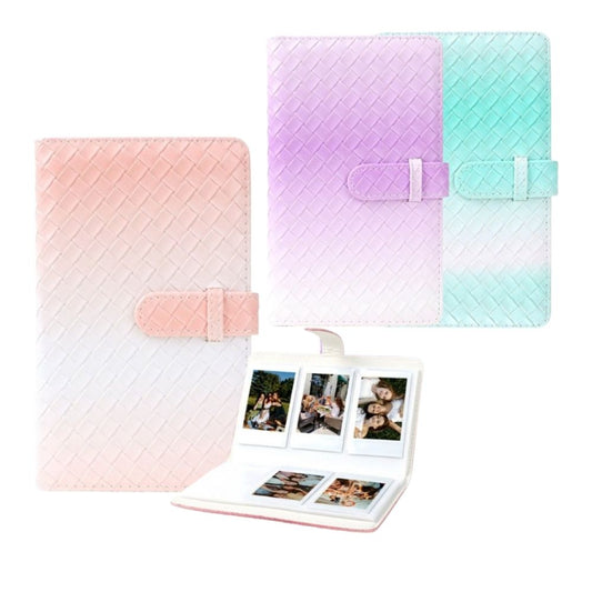 Pikxi 96 Pockets Gradient Weaving Style Photo Album with Slip On Latch Cover for Fujifilm Instax Mini Instant Camera