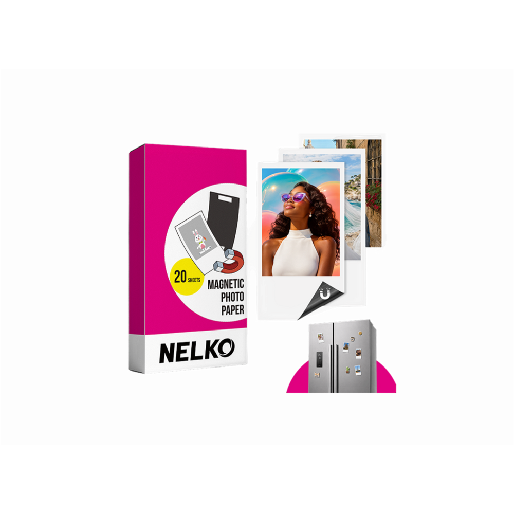 NELKO 20 Sheets 2x3" Magnetic Photo Paper for PP03 / FLOW Inkjet Printer with Glossy and Vibrant Finish
