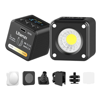 [CLEARANCE] Ulanzi L2 RGB COB Magnetic Mini Cube Video Light with LCD Screen, 1/4" Screw Mount, Dual Cold Shoe for Photography & Videography | 2878