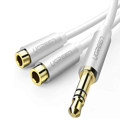 [CLEARANCE] UGREEN 3.5mm TRS Male to Dual 3.5mm Female AUX Headphone Audio Cable Splitter Adapter with Earphone Headset and Microphone Socket for Phone, PC, Tablet | 10532