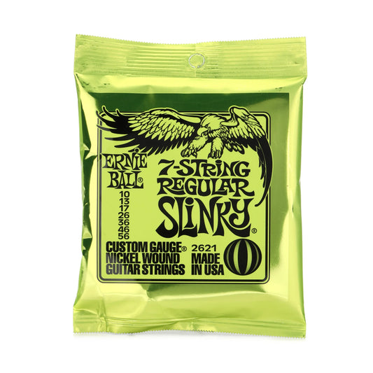 Ernie Ball 7-String Regular Slinky Nickle Wound Electric Guitar Strings (7 String Full Set) .010, .013, .017, .026, .036, .046, .056 - Musical Instruments and Accessories | 2621