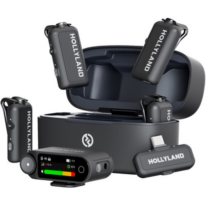 Hollyland LARK MAX 2 Wireless Microphone System with 5 to 25dB AI Noise Cancellation, 36-Hour Battery Life, Up to 4TX + 1RX and 340m Wireless Range, 2 OWS Monitor Earphones for Cameras, Mobile Devices, Vlogging, Interviews, Live Streaming