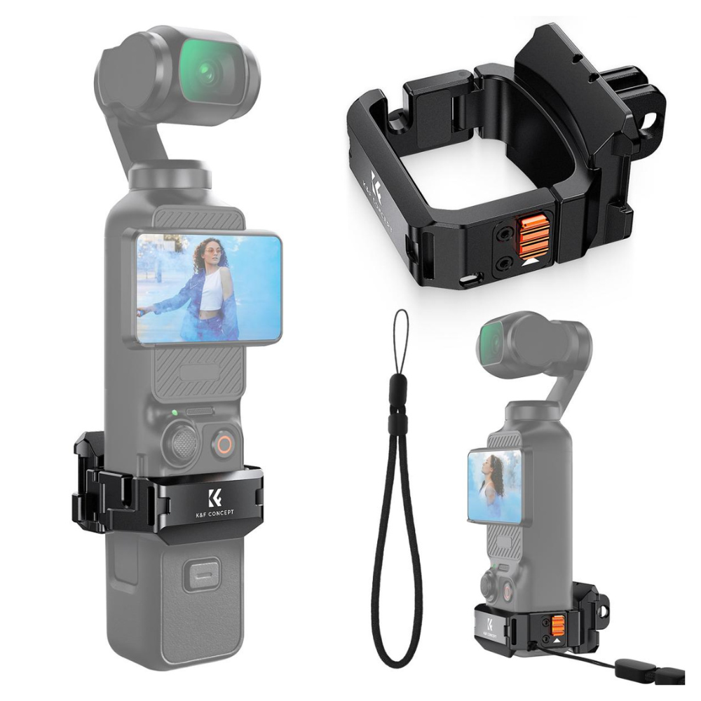 K&F Concept DJI Osmo Pocket 3 Multi-Function Extension Adapter Frame with Multiple Quick Release Interfaces, Versatile Mounting Use, Anti-Slip Silicone Pad, Security Lock and Lanyard for Photography, Content Creation, Vlogging & Travel