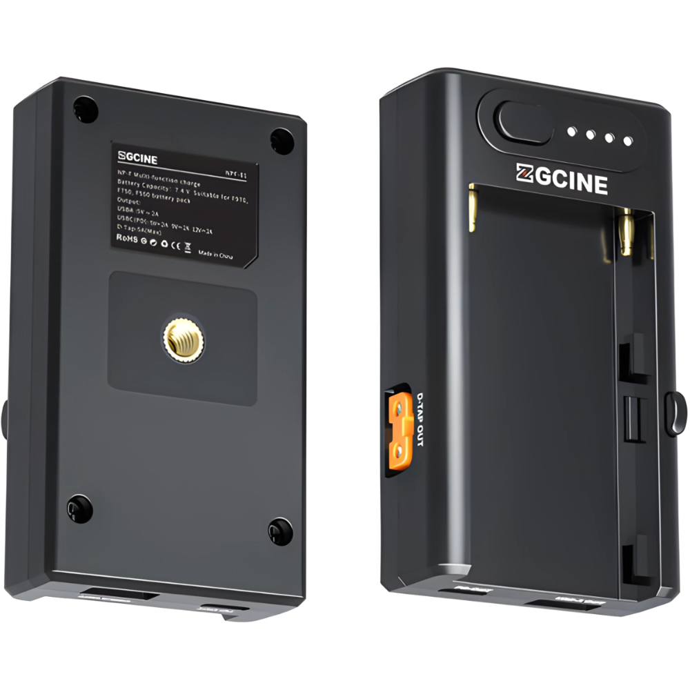 ZGCINE NPF-01 / NPF-02 NP-F Multi-Function Battery Charger & Power Adapter for Sony NP-F550/750/970 with USB-C PD 25 W In/Out, Dual DC Barrel Outputs, USB-A & D-Tap Outputs, 4-Level LED Status, Multi-Function Charger for Photography