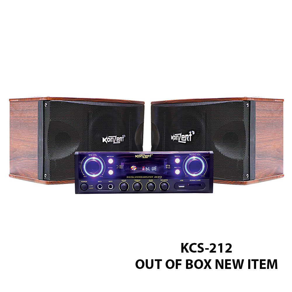 Konzert TodoOke KCS-212 1800W 6" 2-Way Woofer Micro Component Karaoke Speaker System (SET) with 2 Channel Output, Bluetooth, FM Radio Tuner and RCA, Mic Inputs and Remote Control