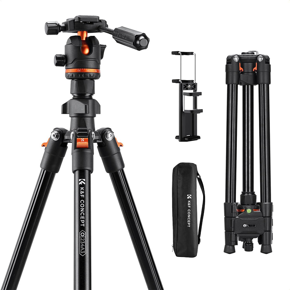 K&F Concept 180cm Aluminum Travel Tripod with 360° Ball Head