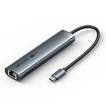 Vention USB-C Docking Station 4K/60Hz UHD with HDMI / USB 3.0 Type-A / USB 3.2 Gen 1 Type-C 100W PD Charging Ports with 5Gbps High-Speed Data Transfer for PC, Desktop, Laptop, Tablet and Smartphone - Windows, macOS, Linux & Android Systems