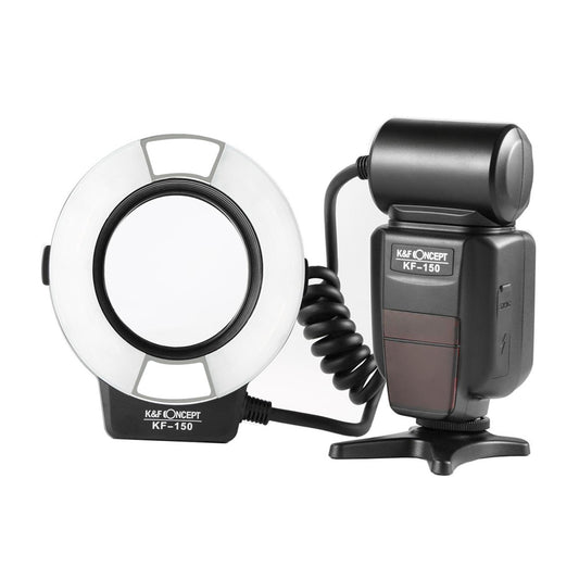 K&F Concept KF-150 TTL Macro Ring Flash for Canon EOS Camera with Guide Number 14', Dot-Matrix LCD Display, Multi Flash Modes & Adjustable Brightness for Photography