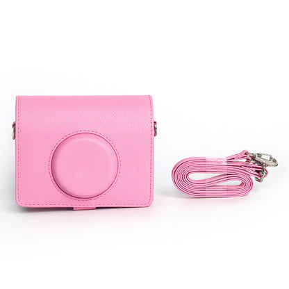 Pikxi Retro Portrait & Landscape Style Shoulder Sling Leather Case Bag for FUJIFILM Instax Mini EVO Instant Film Camera with Shoulder Strap and Formfitting Design for Controls - Available in Brown, Black, Silver, White, Pink Color Options