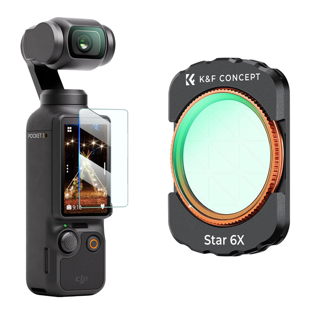 K&F Concept DJI OSMO POCKET 3 NANO-X Star 6 Starburst Light Effect Filter for Night Scenes, City Lights, Water & Jewelry Shooting - Multi-Coated Optical Glass, Ultra-Slim Magnetic Frame, Waterproof & Scratch-Resistant | Camera Accessories