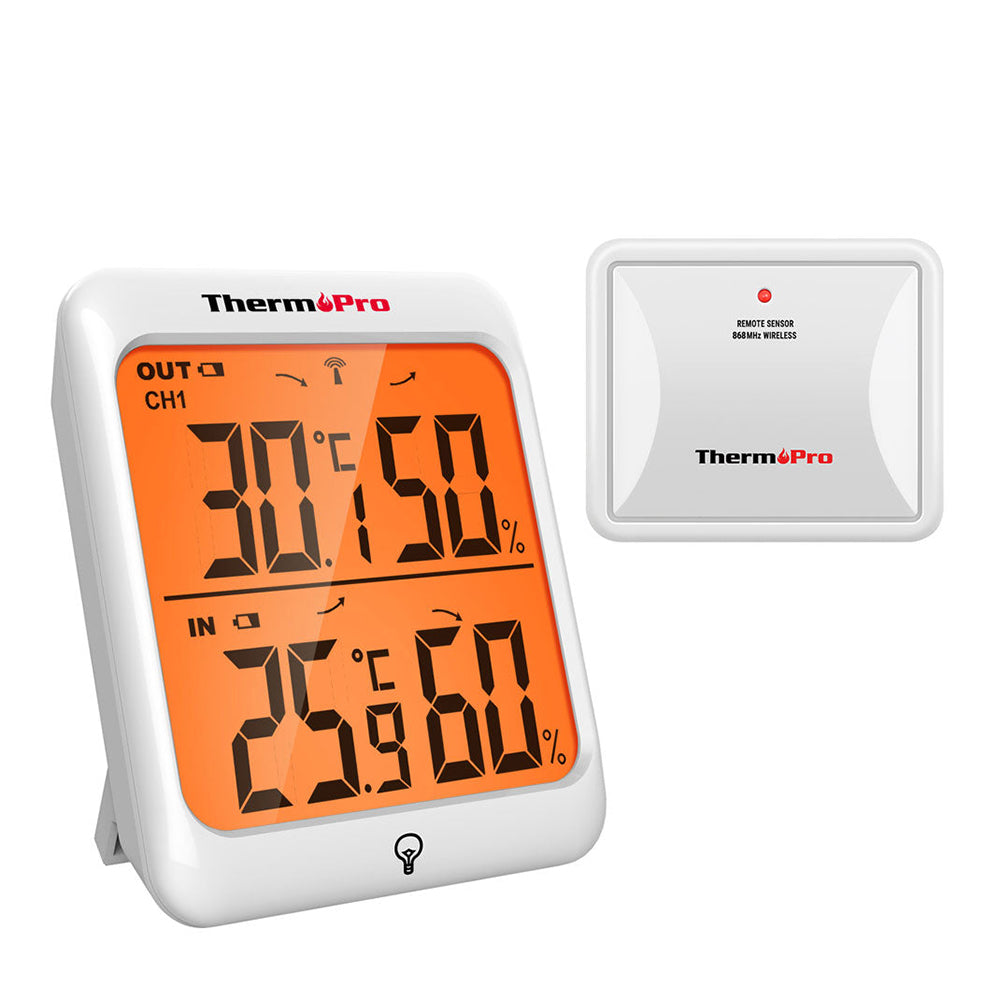 ThermoPro TP63C Wireless Hygrometer Thermometer with Backlight, Accurate Indoor Outdoor Temperature & Humidity Monitor, Supports 3 Sensors, 60M Range