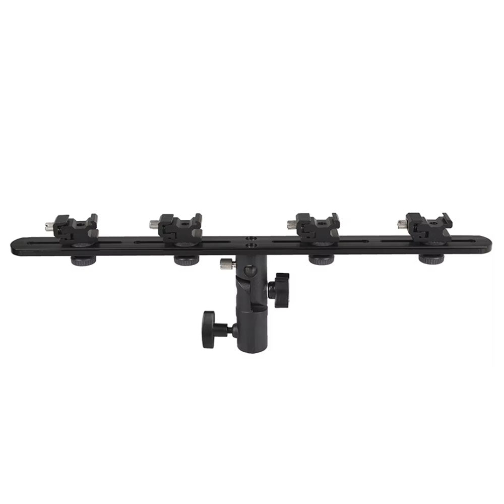 Pxel Quad / Dual Light Stand Bracket with Umbrella Reflector Holder, 1/4 & 3/8 Inches Cold Shoe with 180° Vertical Adjustment & Adjustable Hot Shoe Mount for Camera Flash Speedlite, Studio Lights & Photography Accessories | LS12 LS13