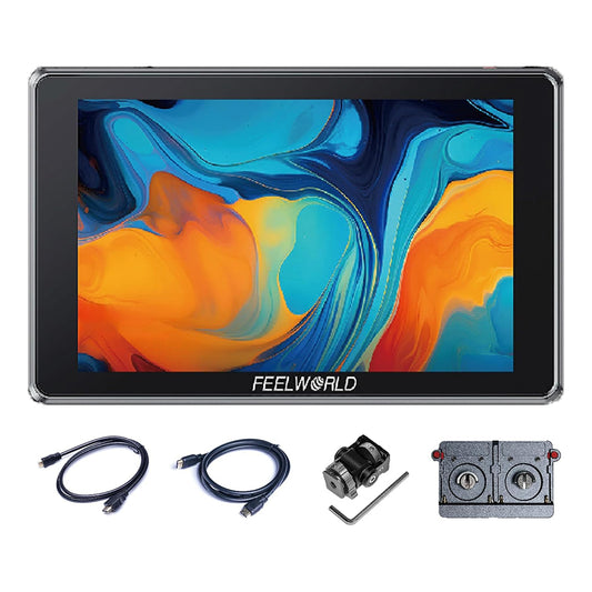 FEELWORLD S7 (7") 1600nit IPS On-Camera Field Monitor with Touch Screen Control, HDMI / 12G-SDI with Cross Conversion, 4K 60Hz Support, HDR, 3D LUT, Waveform, NP-F Battery Plates, and Mini Hot Shoe Adapter for Camcorders, DSLRs, Mirrorless