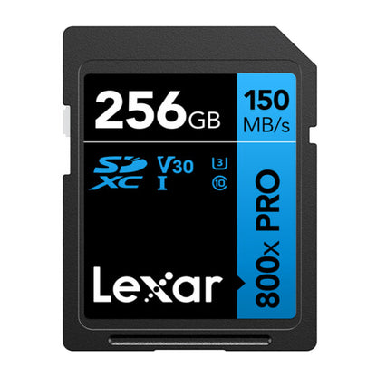 Lexar Professiol 256GB High Performance 800x PRO Blue Series SDXC UHS-I U1 V30 Class 10 Memory Card with 4K, Full HD and 3D Video Support, 150MB/s Read, 45MB/s Write Speeds for Photography and Videography