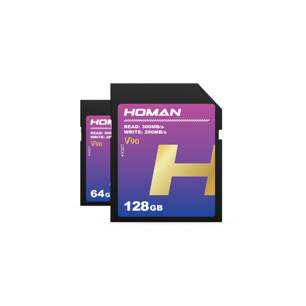 HOMAN 128GB 64GB SD Memory Card SDXC UHS-II U3 V90 Class 10 with 300MB/s Read | 280MB/s Write Speeds