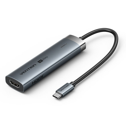 Vention USB-C Docking Station 4K/60Hz UHD with HDMI / USB 3.0 Type-A / USB 3.2 Gen 1 Type-C 100W PD Charging Ports with 5Gbps High-Speed Data Transfer for PC, Desktop, Laptop, Tablet and Smartphone - Windows, macOS, Linux & Android Systems