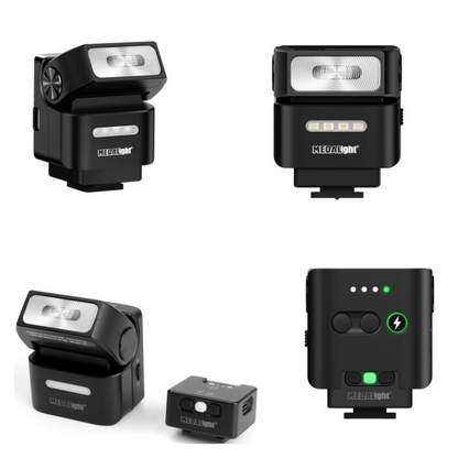 MEDALIGHT F2 Mini Camera Flash, 2.4GHz Wireless Off-Camera Light for Canon, Sony, Nikon, Fuji, Ricoh & Other Digital Cameras, Hot Shoe Mount, 10m Remote Control, Pivoting Angle, Rechargeable Li-Ion Battery & USB-C Charging for Photography
