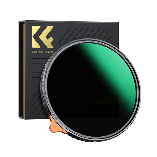 K&F Concept Nano-X Series Variable ND2-400 9-Stop Neutral Density Lens Filter with Multi-Coated Optical Glass and Aluminum Metal Frame for Mirrorless and DSLR Camera Photography - Available in all sizes