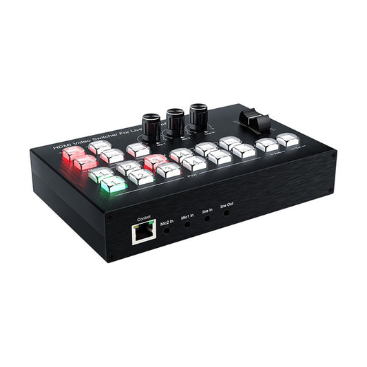 ArgoX HDLS01 Multi Port 4 Input / 2 Output HDMI Live Streaming Video Switcher 1080p 60Hz with OSD Display Signal, USB Type-C / Network Ports with YUY2 Format Support, MIC, LINE ON, HD Output for Audio Mixing