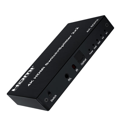 ArgoX 4K 60Hz HDMI Switch Splitter 2x4 Video Converter with EDID Switch, Audio Extractor, Support 3D, IR Control, 3.5mm Optical Fiber & R/L Audio for PC, PS5, Xbox, TV, Monitor, Projector | HDMX06-N