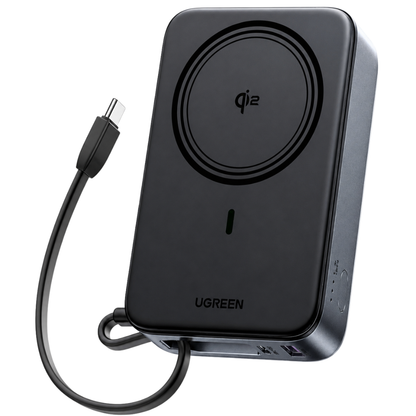 UGREEN 20000mAh Qi2 Magnetic Wireless Power Bank with Built-in USB-C Cable, 30W Fast Charging, 15W MagSafe Compatible Wireless Charging, LED Display, Charge 4 Devices Simultaneously, Battery Pack for Phones, Tablets & USB-C Devices | PB567 | JG Superstore