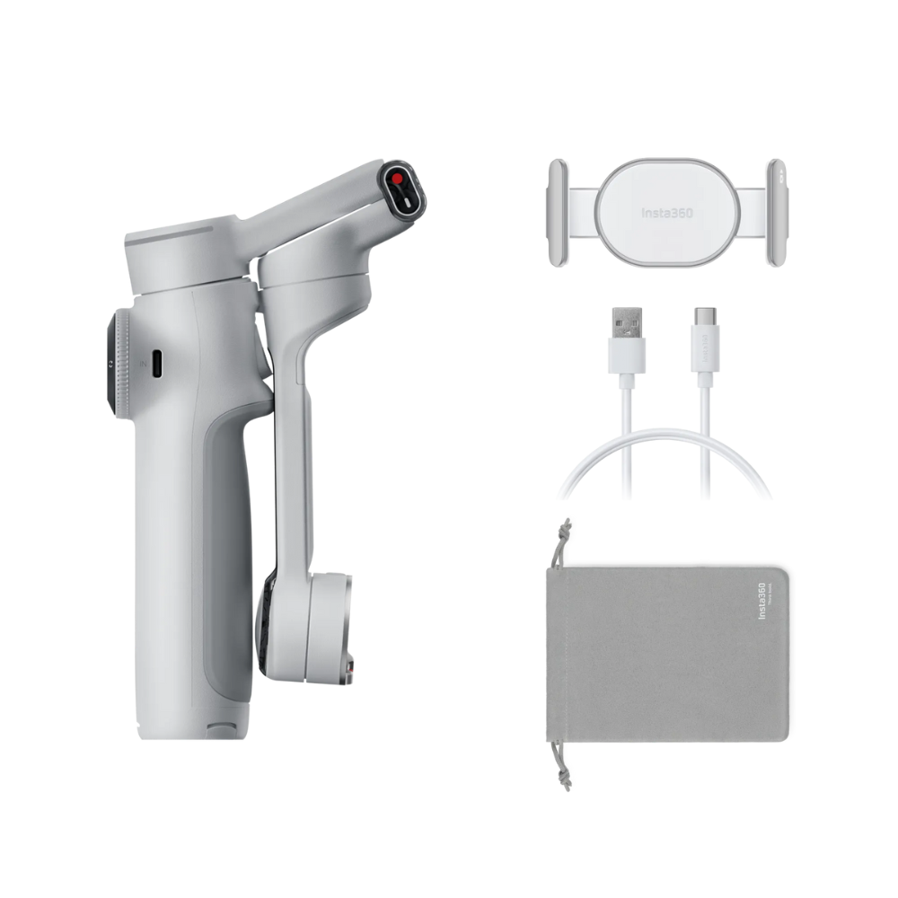 Insta360 Flow 2 Pro AI Smartphone Gimbal Stabilizer Standard / Tracker Bundle Kit – 3-Axis Foldable Deep Track 3.0, Built-in Tripod & Selfie Stick, 1100mAh 10Hrs Battery Life, Gesture Control, Smart Wheel for iPhone & Android | Grey, White