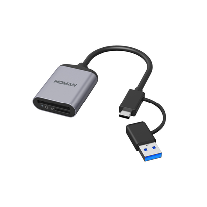 HOMAN 2 in 1 SD MicroSD Card Reader UHS-II / UHS-I USB 3.2 Gen 1 Port Max 265MB/s Data Transfer Rate