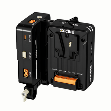 ZGCINE VM-HS2 Hot Swap Shark Fin Dual Micro V-Mount QR Quick Release Battery Plate with 15mm Dual-Rod Bracket, 1/4"-20 Mounting Threads, USB-C, D-Tap, LEMO 2-Pin Outputs for Cameras, Mobile Phones, LED Lights, Monitors & Video Equipments