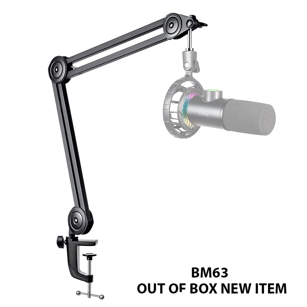 Fifine BM63 Heavy Duty Microphone Boom Arm with Triple Joint Spring Suspension, Desk Clamp, and Universal 5/8-Inch Bolt Mount